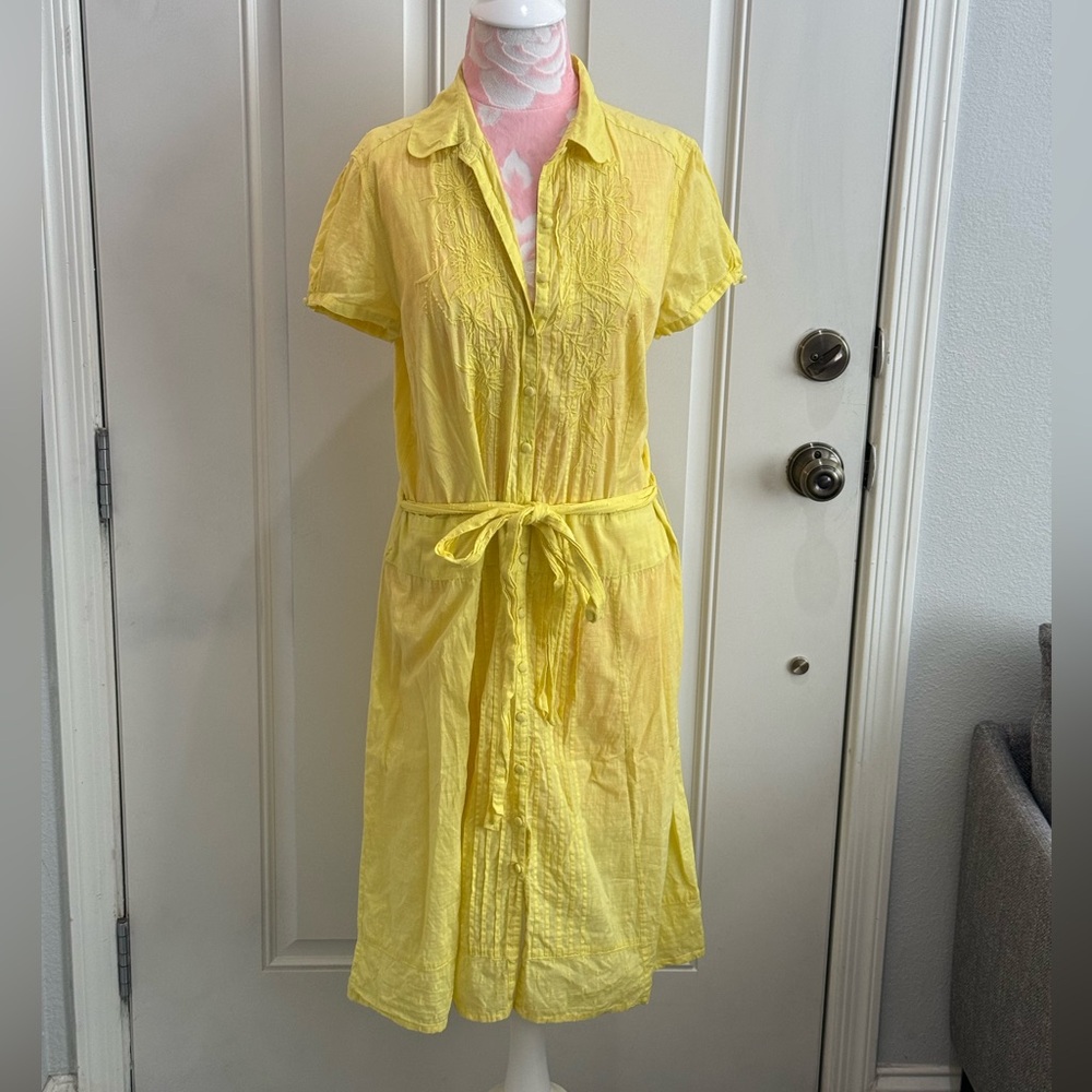 Monsoon Vintage Women’s Yellow Flower Embroidered Summer Dress - 44/US6